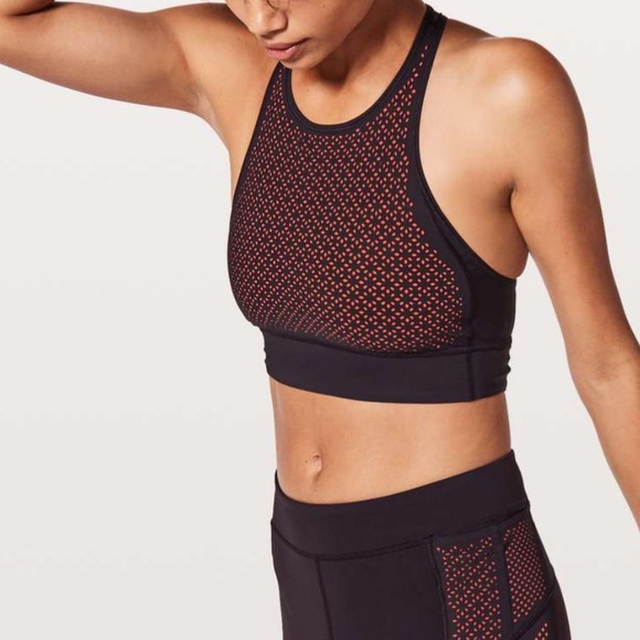 lululemon athletica Other - Lululemon Athletica Sports Bra Get your Peek On Deep Phantom + Red Orange 8